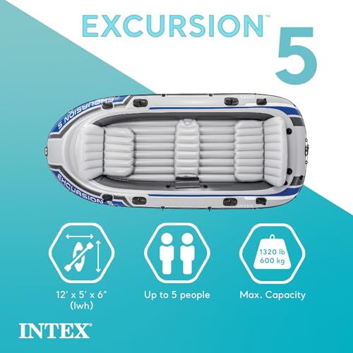 INTEX Excursion 5 Inflatable Boat Set: Deluxe Package