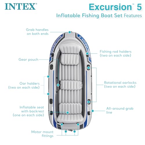 INTEX Excursion 5 Inflatable Boat Set: Deluxe Package