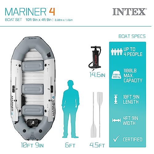 INTEX Mariner 4 Inflatable Boat Set: Oars & Pump