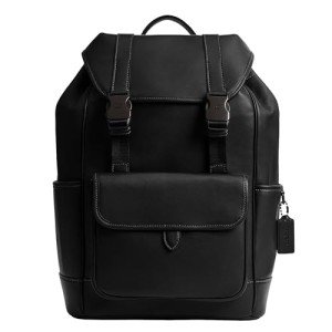 Black Coach League Flap Backpack for Travel