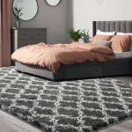 Dark Grey/White Soft Shag Area Rug 5x7 Feet