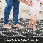 Dark Grey/White Soft Shag Area Rug 5x7 Feet