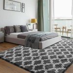 Dark Grey/White Soft Shag Area Rug 5x7 Feet