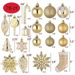 Golden Shatterproof Christmas Tree Ornament Set