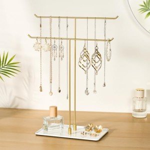 Gold Metal Necklace Organizer for Aesthetic Decor