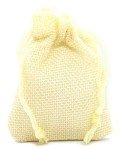 Saint Cuthbert Keyring in Lemon Burlap Pouch