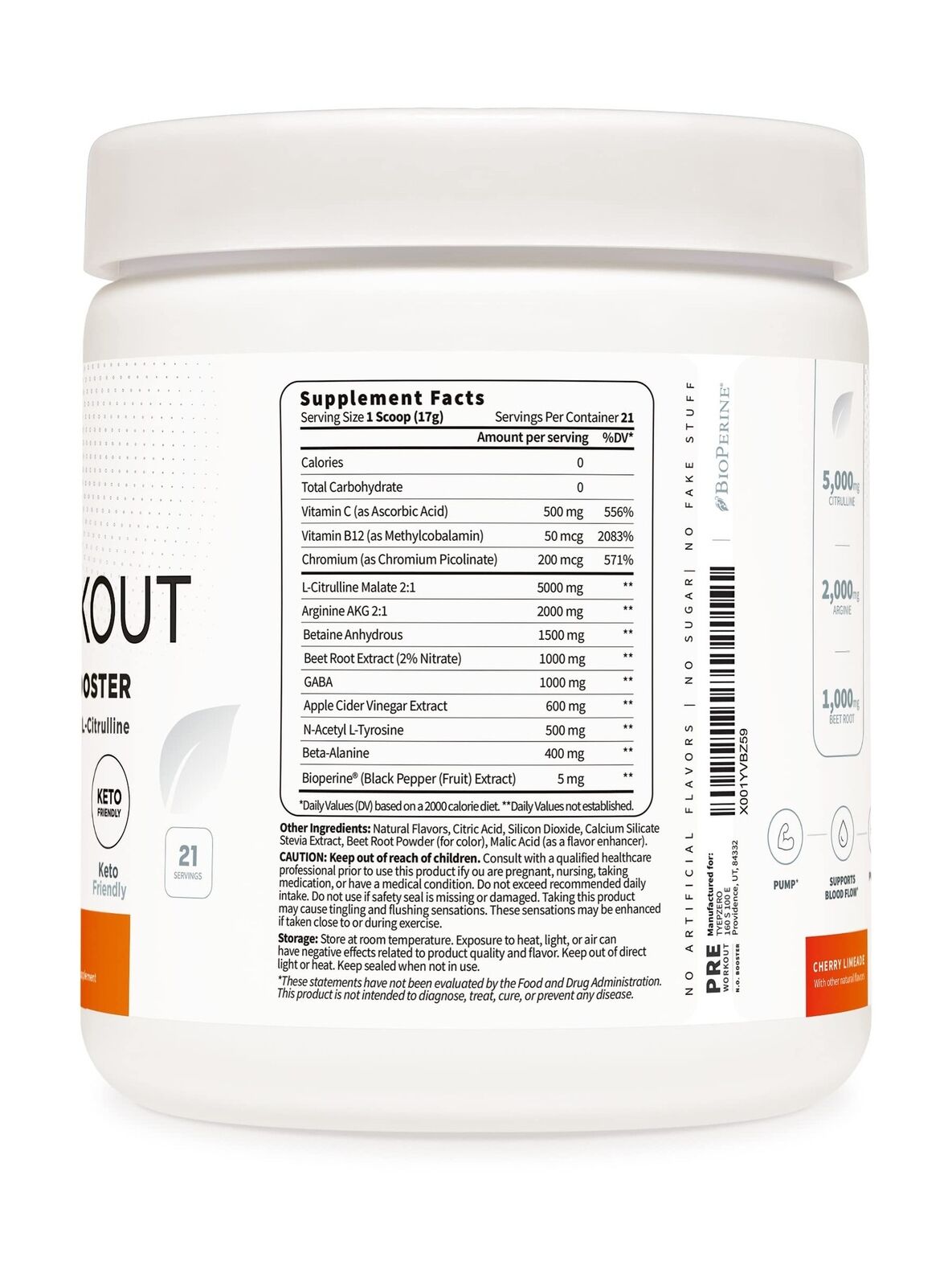 Stim-Free Pump Pre Workout + Nitric Oxide Booster