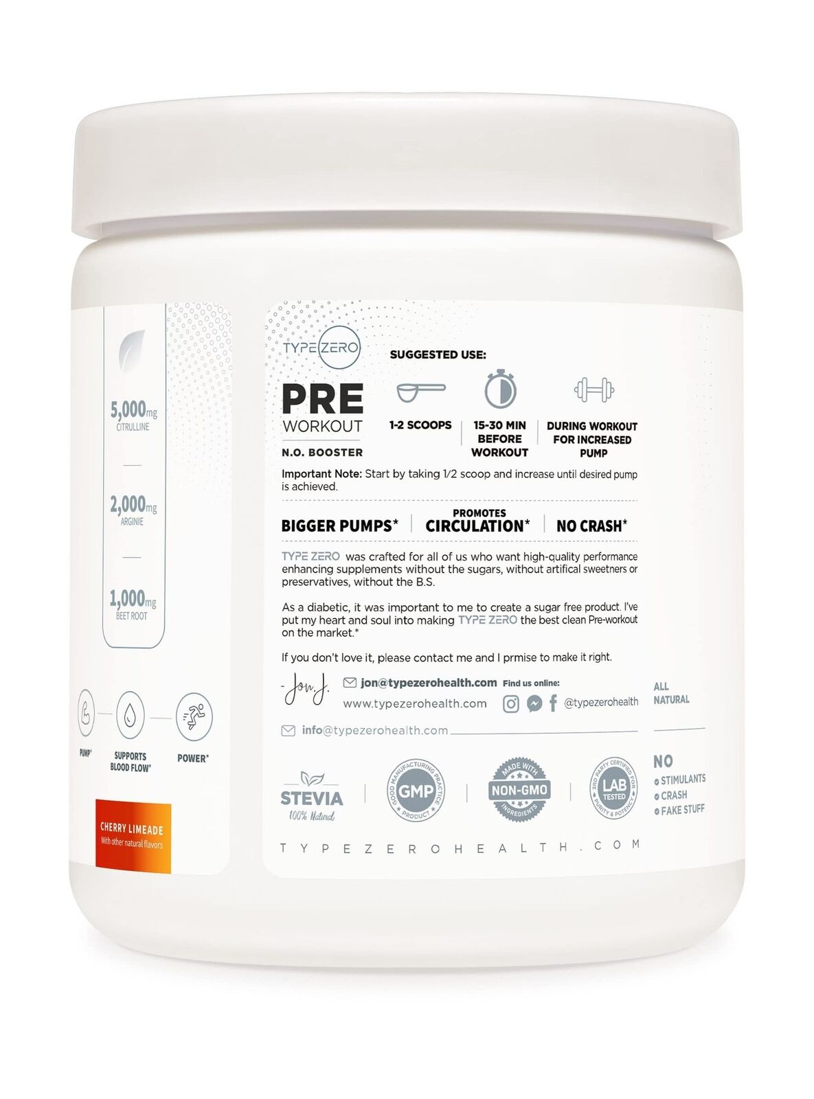 Stim-Free Pump Pre Workout + Nitric Oxide Booster