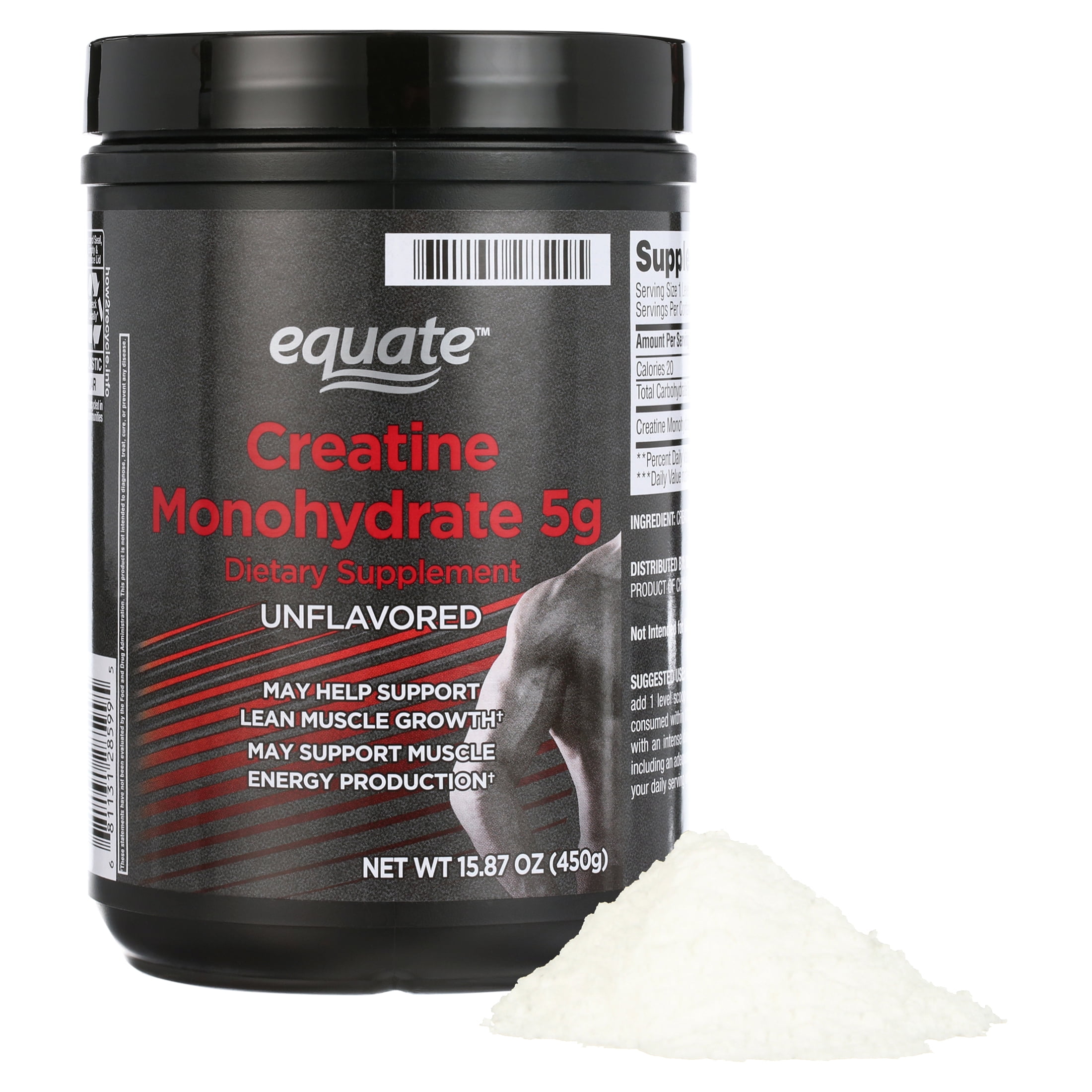 Equate Unflavored Creatine Monohydrate 5g, 15.87oz