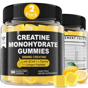 Lemon Flavored Creatine Gummies with BCAA, 2 Pack