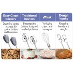 Hamilton Beach 6-Speed Electric Hand Mixer with Whisk, Dough Hooks and Easy Clean Beaters, Powerful 275 Watt Motor, Snap-On Storage Case, White