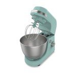 Hamilton Beach Electric Stand Mixer, 4 Quarts, Dough Hook, Flat Beater Attachments, Splash Guard 7 Speeds with Whisk, Aqua