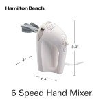 Hamilton Beach 6-Speed Electric Hand Mixer with Whisk, Dough Hooks and Easy Clean Beaters, Powerful 275 Watt Motor, Snap-On Storage Case, White