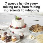 Hamilton Beach Electric Stand Mixer, 4 Quarts, Dough Hook, Flat Beater Attachments, Splash Guard 7 Speeds with Whisk, Aqua