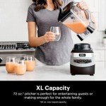 Ninja Blender, For-Smoothies, Salsa, Shakes, Slush, and-Frozen Drinks, Blender, Pitcher, and-Lid, Blender for-Kitchen, Crushes Ice, Fruit, and-Veggies, 1000-Watt, Dishwasher Safe, Black, NJ601AMZ​