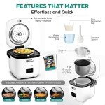 Rice Robot Personal Rice Cooker, PFAS-free, Nonstick. 1 Quart Capacity, with Stainless Steel Steamer Tray, Measuring Cups, Recipe Book with 60 Recipes, and Serving Spoon, As Seen On TV