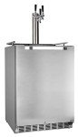 HCK 24 inch Outdoor Beverage Refrigerator & Full Size Kegerator 2 in 1, Keg Beer Cooler with 3 taps, Complete Accessories, Digital Control, Auto Defrost and Reversible Stainless Steel Door