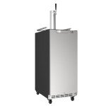 HCK 15 inch Kegerator, 2 in 1 Outdoor Beer Cooler with Shelves, Built-in Undercounter Refrigerator, Stainless Steel Door, Complete Accessories, Single Tap Draft Beer Keg Dispenser for Patio & Home Bar