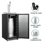 HCK 15 inch Kegerator, 2 in 1 Outdoor Beer Cooler with Shelves, Built-in Undercounter Refrigerator, Stainless Steel Door, Complete Accessories, Single Tap Draft Beer Keg Dispenser for Patio & Home Bar