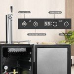 HCK 15 inch Kegerator, 2 in 1 Outdoor Beer Cooler with Shelves, Built-in Undercounter Refrigerator, Stainless Steel Door, Complete Accessories, Single Tap Draft Beer Keg Dispenser for Patio & Home Bar