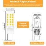 G8 Led Bulb Dimmable for GE Microwave Oven, 120V 50W Kitchen Over Stove Light/Surface Light Bulb for GE Over The Range Microwave Hood, Replaces WB08X10057 WB08X10051, 5W 500LM Warm White 3000K, 2 Pack