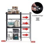Adjustable Microwave Stand, 3-Tier Microwave Oven Rack with 9 Hooks, Roll Holder and Cutting Board Stand for Kitchen Shelves Counter Top Organizer, Holds 180lbs Bakers Racks for Kitchens (Black)