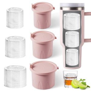 TPPICK 3Pcs Ice Cube Tray for Stanley Ice Mold Tumbler 30&40 Oz, Silicone Ice Mold with Lid & for Freezer Cocktails, Whiskey, Drinks, Coffee, Easy Fill and Release Ice Maker