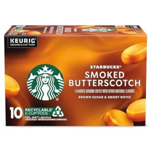 Starbucks K-Cup Coffee Pods, Smoked Butterscotch Naturally Flavored Coffee for Keurig Coffee Makers, 100% Arabica, Limited Edition, 1 Box (10 Pods)