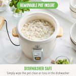 GreenLife 6-Cup Rice Cooker Steamer, PFAS Free Removable Ceramic Nonstick Pot, Auto Presets, Wood Print Handle, Keep Warm Function, One Touch Design, Dishwasher Safe, Measuring Cup, Rice Paddle, Cream