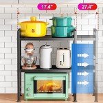 Heavy-Duty Adjustable Microwave Stand with Hooks