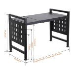 Adjustable 2-Tier Microwave Oven Rack with Hooks