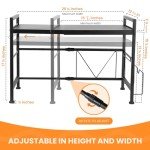 Adjustable 2-Tier Microwave Oven Rack with Hooks