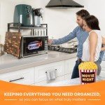 Adjustable 2-Tier Microwave Oven Rack with Hooks