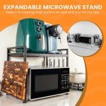 Adjustable 2-Tier Microwave Oven Rack with Hooks