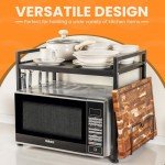 Adjustable 2-Tier Microwave Oven Rack with Hooks