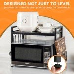 Adjustable 2-Tier Microwave Oven Rack with Hooks
