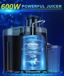600W Compact Juicer with 3 Speeds and Wide Chute