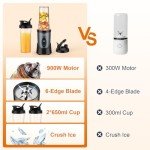 KOIOS 900W Personal Smoothie Blender with Bottles