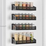 Magnetic Spice Rack Organizer for Refrigerator - 4 Pack