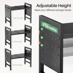 Adjustable 2-Tier Microwave Stand with Hooks and Holders