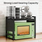 Adjustable 2-Tier Microwave Stand with Hooks and Holders