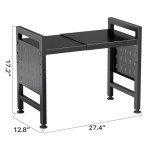 Adjustable 2-Tier Microwave Stand with Hooks and Holders