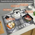 30-Inch 5-Burner Gas Stove with Dual Fuel