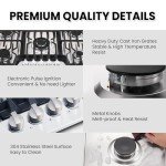 36" Stainless Steel Gas Cooktop with Griddle