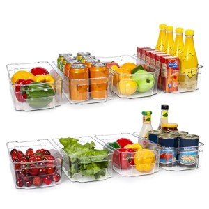 HOOJO 8-Piece Clear Refrigerator Organizer Bins