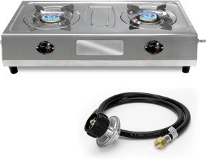 Stainless Steel Double Burner Propane Cooktop