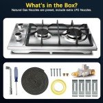 2-Burner Propane Cooktop - 12 Inch Stainless Steel