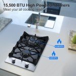 Eascookchef 12-Inch 2 Burner Propane Gas Cooktop