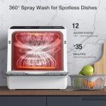 BlitzHome Smart Portable Countertop Dishwasher 6 Programs
