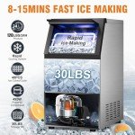RAPSUAR 120Lbs Commercial Ice Maker with Storage Bin